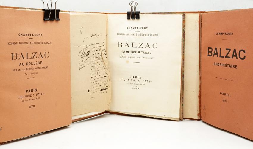 Balzac propritaire, avec plan des jardies et autographe - Balzac au Collge, avec une vue - Balzac, sa mthode de travail