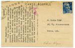 Carte postale tapuscrite signe de Nelson Algren envoye de Cannes le 17 juillet 1948